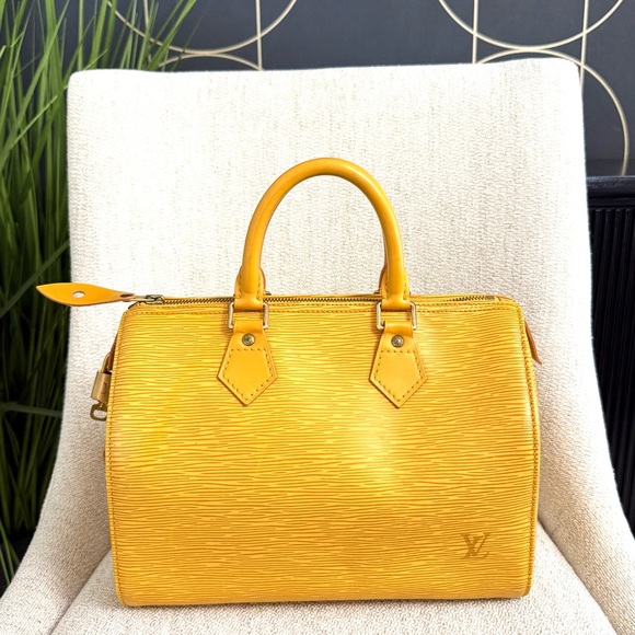 Authentic Louis Vuitton Speedy 25 satchel bag yellow Epi leather - Picture 5 of 16